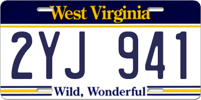 WV license plate 2YJ941