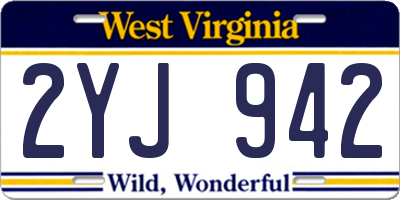 WV license plate 2YJ942
