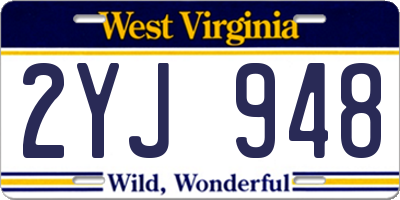 WV license plate 2YJ948