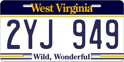 WV license plate 2YJ949