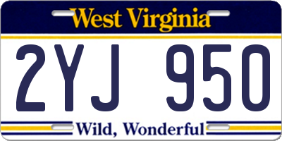WV license plate 2YJ950