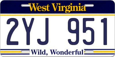 WV license plate 2YJ951