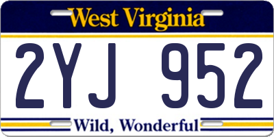 WV license plate 2YJ952