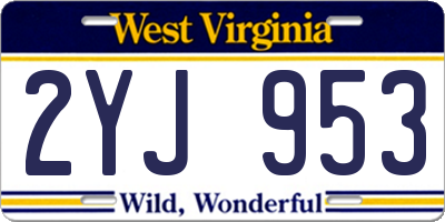 WV license plate 2YJ953