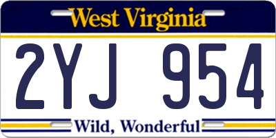 WV license plate 2YJ954