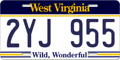 WV license plate 2YJ955