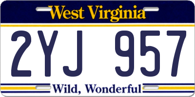 WV license plate 2YJ957