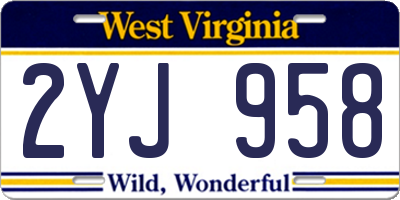 WV license plate 2YJ958