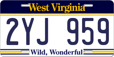 WV license plate 2YJ959
