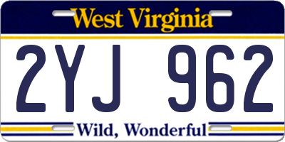 WV license plate 2YJ962