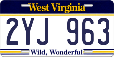 WV license plate 2YJ963