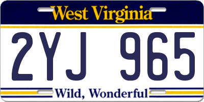 WV license plate 2YJ965