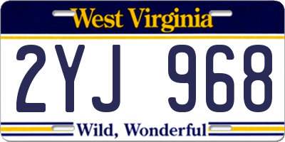 WV license plate 2YJ968