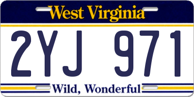 WV license plate 2YJ971