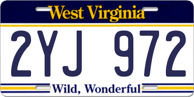 WV license plate 2YJ972