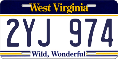WV license plate 2YJ974