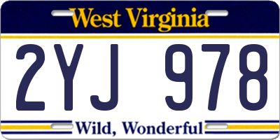 WV license plate 2YJ978