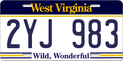 WV license plate 2YJ983