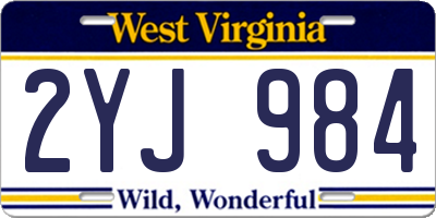 WV license plate 2YJ984