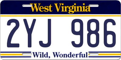 WV license plate 2YJ986