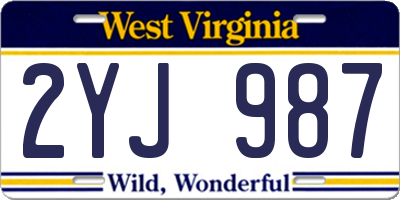 WV license plate 2YJ987