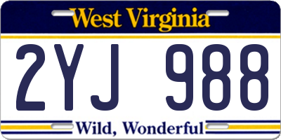 WV license plate 2YJ988