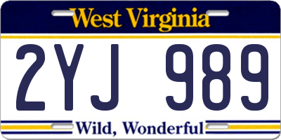 WV license plate 2YJ989