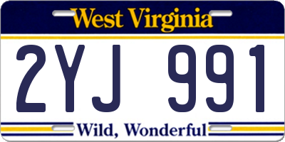 WV license plate 2YJ991