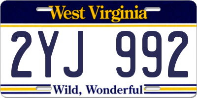 WV license plate 2YJ992