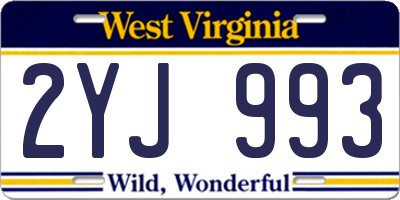 WV license plate 2YJ993