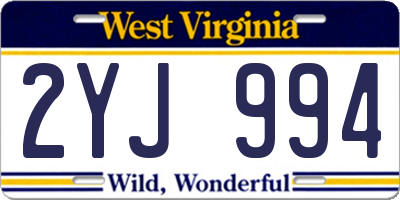 WV license plate 2YJ994