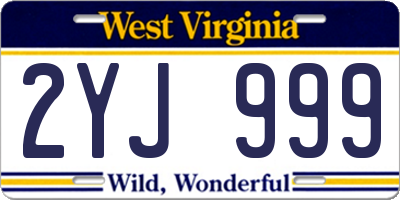 WV license plate 2YJ999