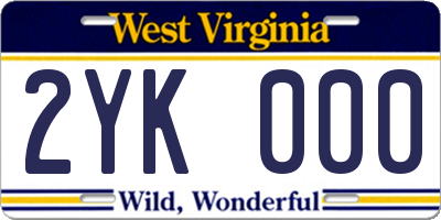 WV license plate 2YK000