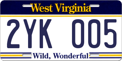 WV license plate 2YK005