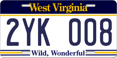 WV license plate 2YK008