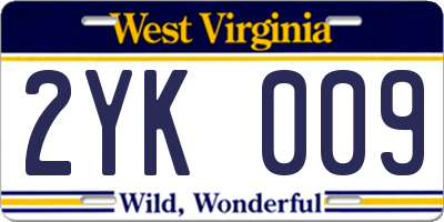 WV license plate 2YK009