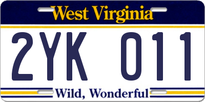 WV license plate 2YK011