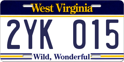 WV license plate 2YK015