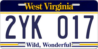 WV license plate 2YK017