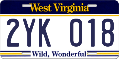 WV license plate 2YK018