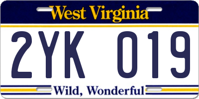 WV license plate 2YK019