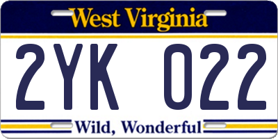 WV license plate 2YK022