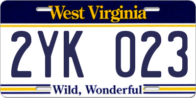 WV license plate 2YK023