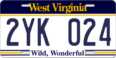 WV license plate 2YK024