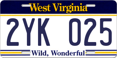 WV license plate 2YK025