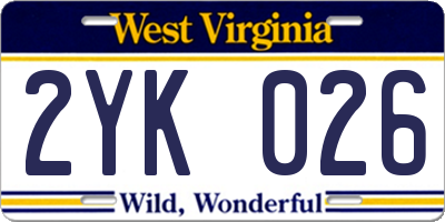 WV license plate 2YK026