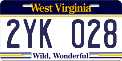 WV license plate 2YK028