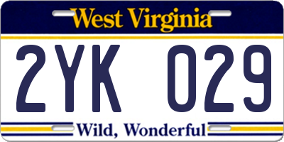 WV license plate 2YK029
