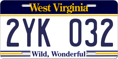 WV license plate 2YK032