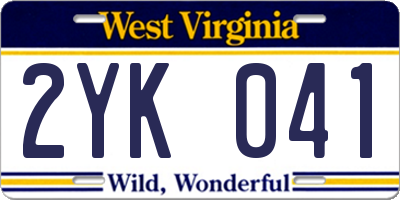 WV license plate 2YK041